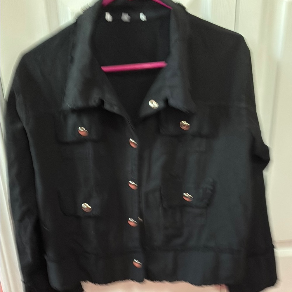 T&J Designs Black Jean Jacket Classic Denim Style